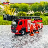 msz 150 volvo aerial ladder fire truck model toy engineering car alloy childrens gift collection gift with light pull back