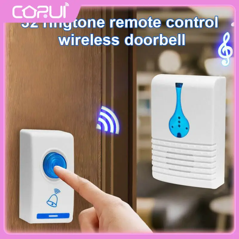 

With Led Indication Smart Doorbell Self-adhesive New Home Welcome Doorbell 32 Music+receiver Wireless Remote Doorbell For Home