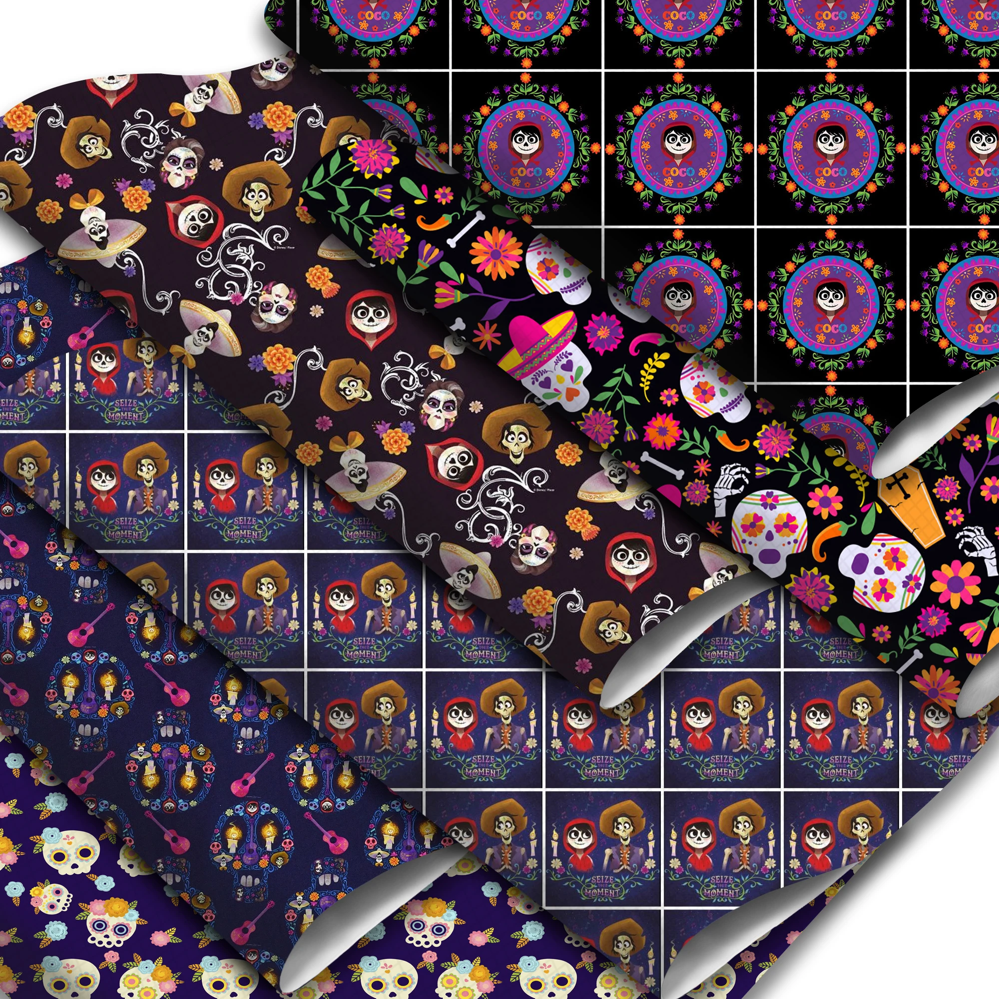 

Disney Coco Music Skull 20*33cm Faux Leather Sheets Cartoon Synthetic Leather Roll Fabric DIY Earrings Hair Bows Pouches