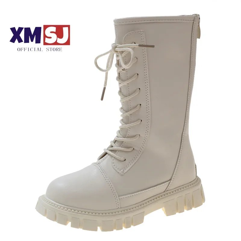 

Girls Fashion Child High Boots Classic Korean PU Simple Solid Black UK Uniform School Shoes 2022 Spring New Non-slip for Catwalk