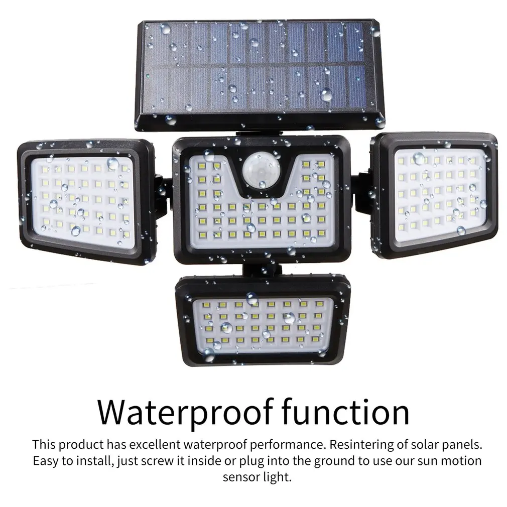 

4 Heads Solar Lights Foldable LED Outdoor Wall-Mounted Motion Sensor Lights Waterproof Integrated Garden Yard Garages Night Lamp