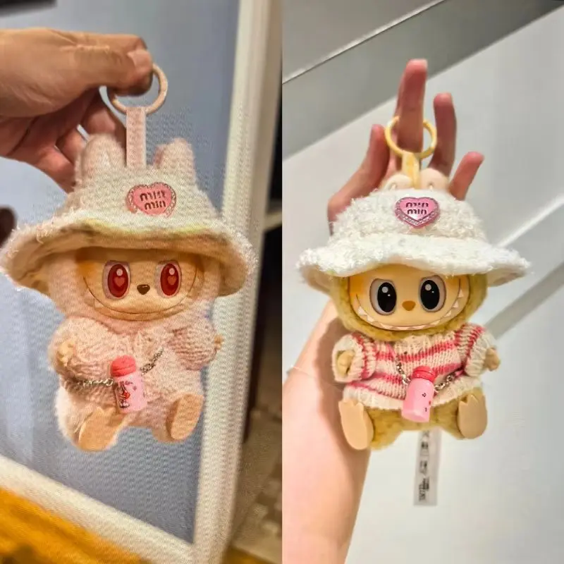 Одежда для мини-куклы 17 см синие и розовые клетчатые комбинезоны милых кукол Labubu