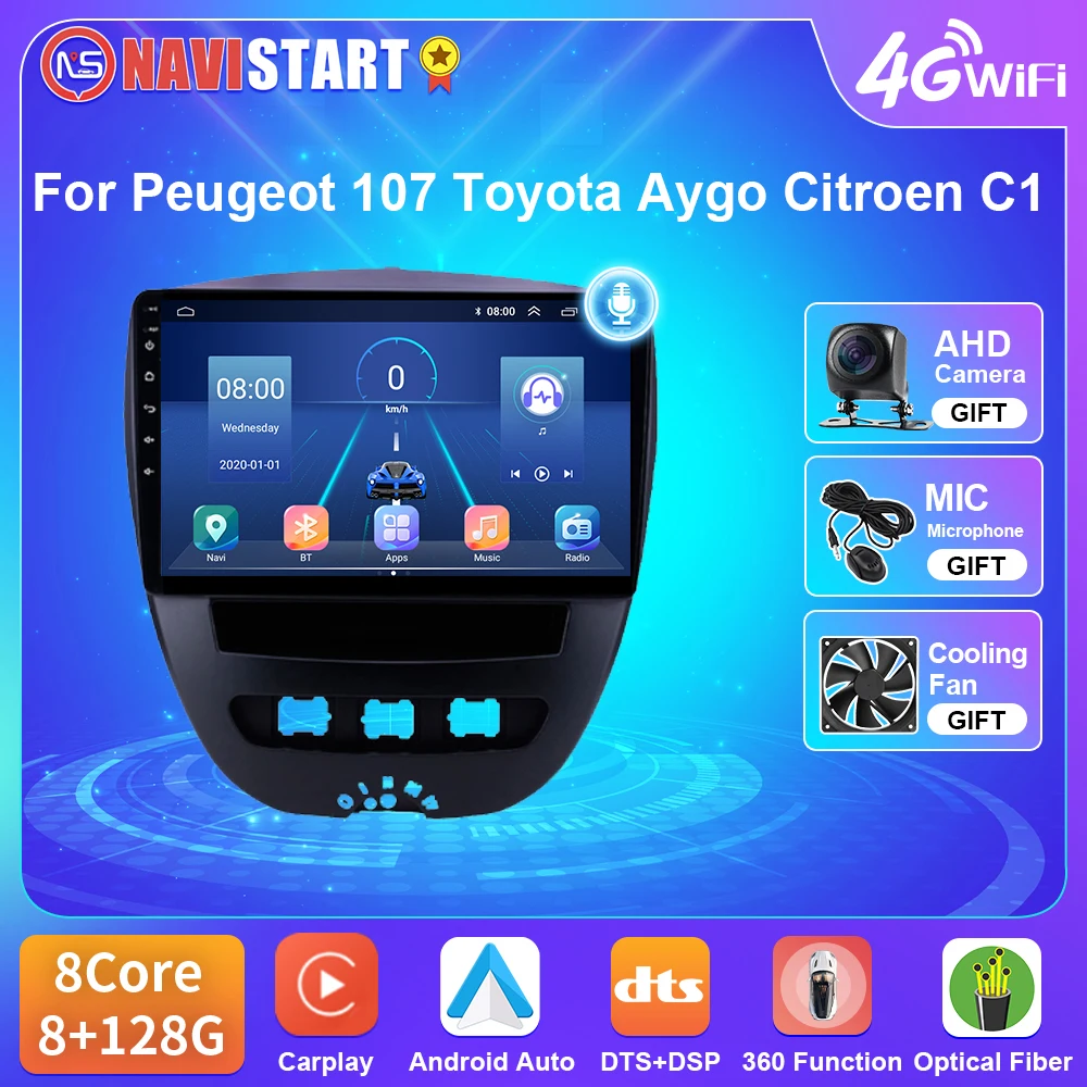 

NAVISTAR T5 Android 10 для Peugeot 107 Toyota Aygo Citroen C1 автомобильное радио 4G WIFI видеоплеер Carplay Авто GPS-навигация без DVD
