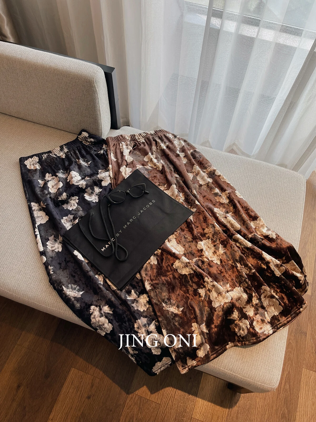 Женская бархатная юбка с цветочным принтом длинная юбка-клеш высокой талией в