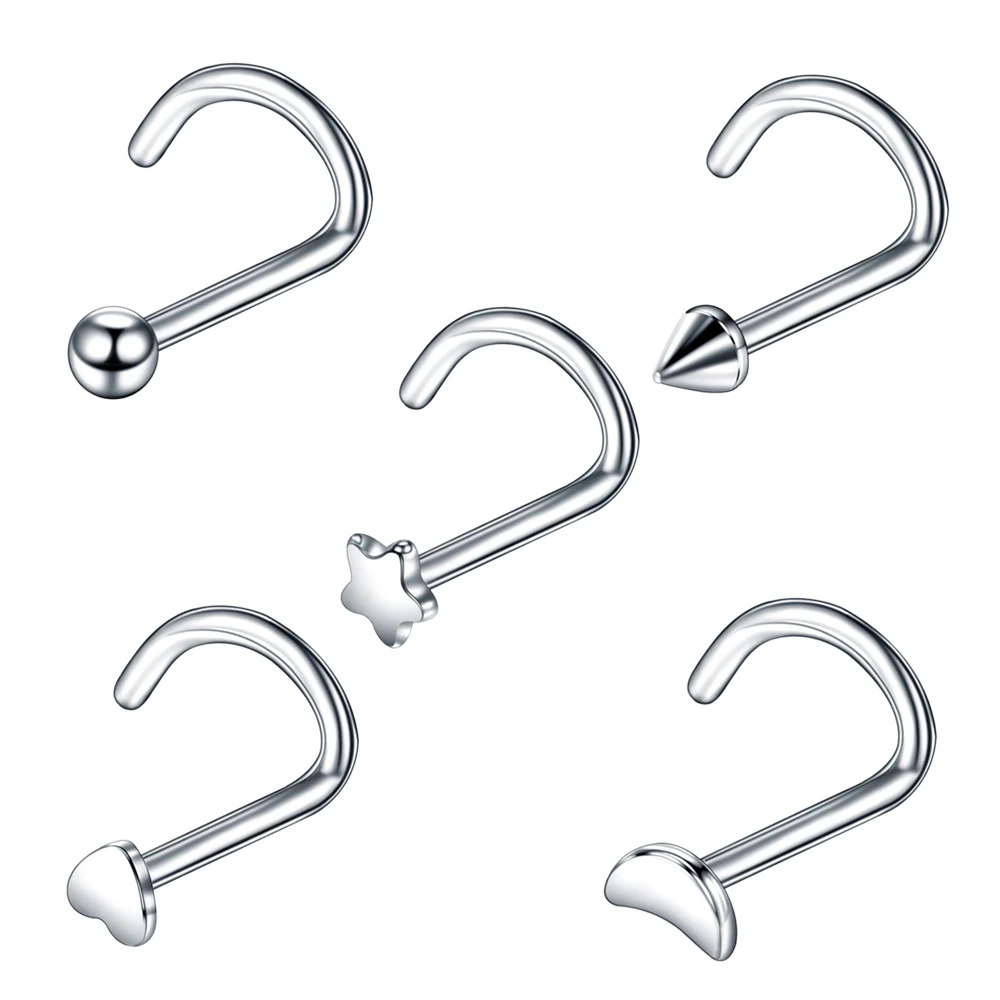 5 шт./партия стальные L-образные серьги-гвоздики для пирсинга |