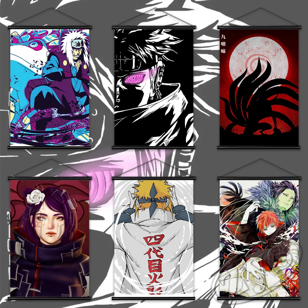 

Hanging Scrolls Uzumaki Naruto Posters and Prints Wall Artwork JIRAIYA Picture Canvas Gaara Painting Mural Home Kids Room Decor