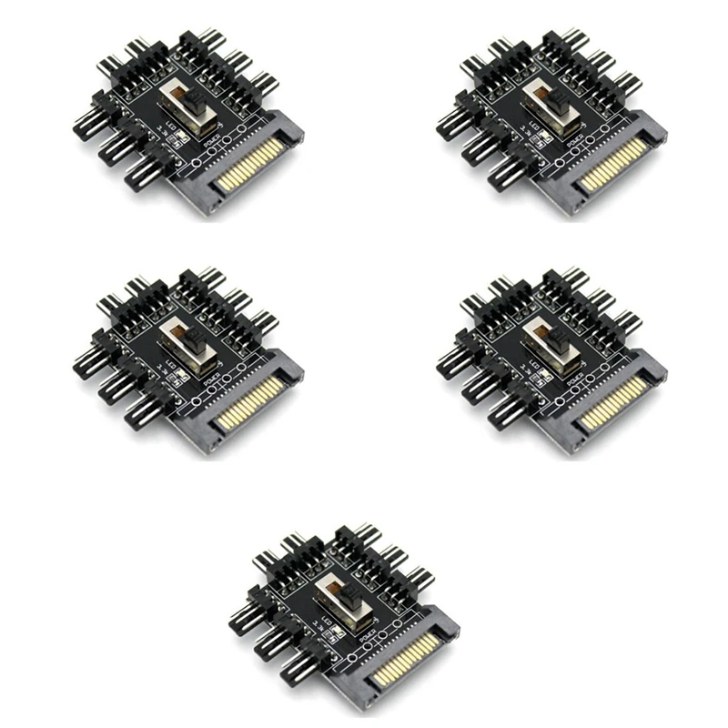 

5Pcs 12V SATA 1 To 8 3Pin Fan Speed Controller SATA 1 To 8 Way Cooling Fan Splitter Hub Cooler Cooling Fan Hub For Miner