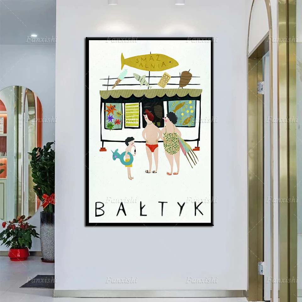 

Bałtyk. PolishSea.Morze.Poland travel poster.Wall Decoration.Polska.Wall Art Print Poster. beach. Vintage Poster Canvas Painting