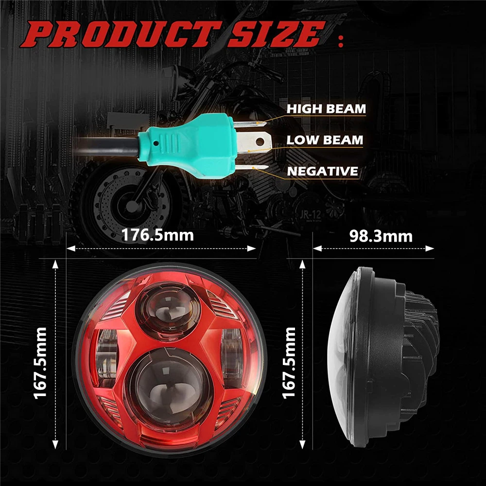 Фото Мотоциклетная фара и корпус диаметром 7 дюймов для Harley KAWASAKI Honda Yamaha Suzuki Chopper Cafe Racer Bobbe BMW Aprilia №5