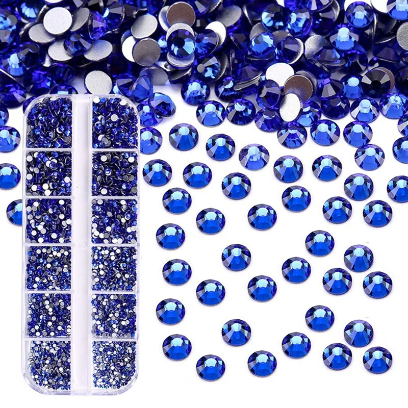 

3600 Pcs Hotfix Rhinestone 6 Sizes Flatback Round Glass Crystal Rhinestones Glass Stones for DIY Manicure