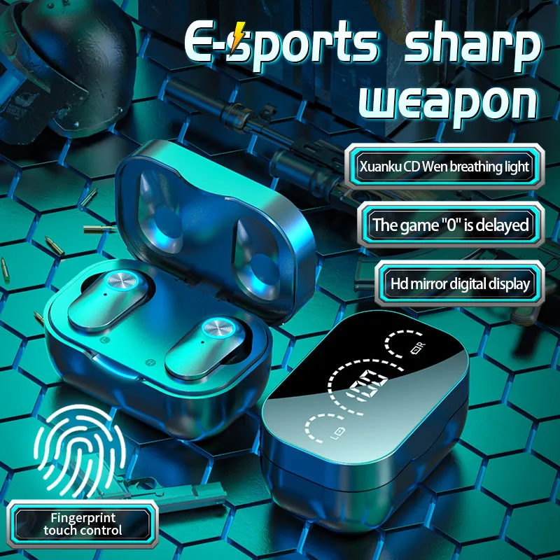 

E-Sports Game TWS Wireless Earphones Bluetooth 5.2 Headphones Stereo In-Ear Headset Sports Waterproof Earbuds with Mic