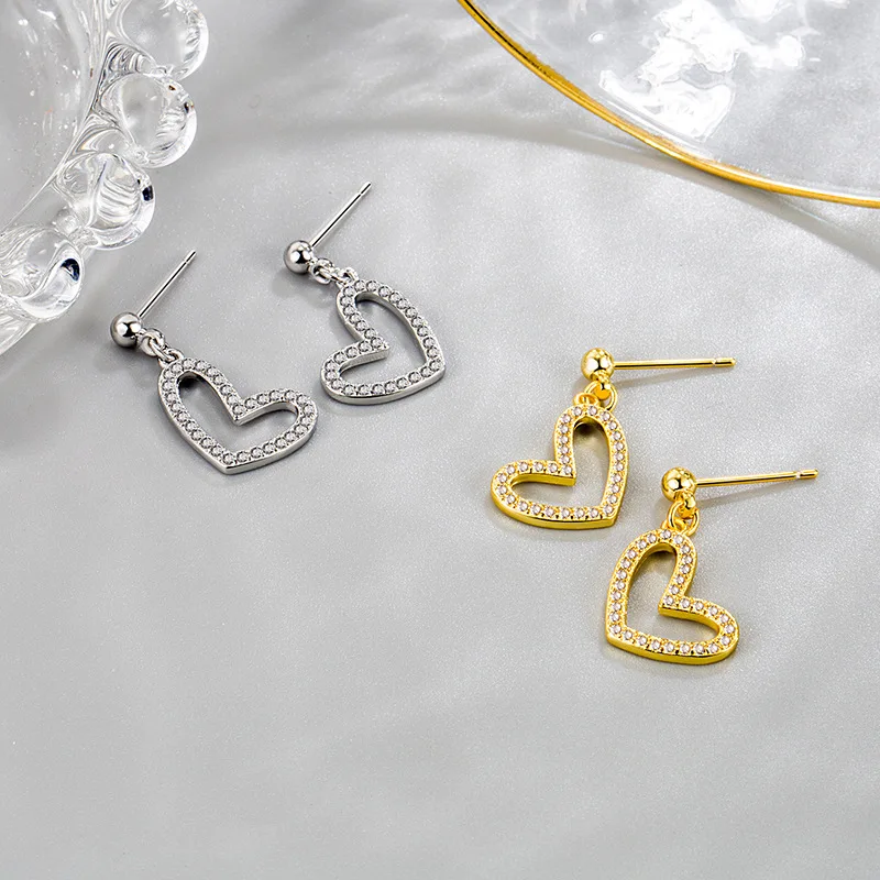 

Trendy Zircon Tassel Love Heart Stud Earring For Women Ear Pierced Wedding Party Jewelry Gift Pendientes eh1838