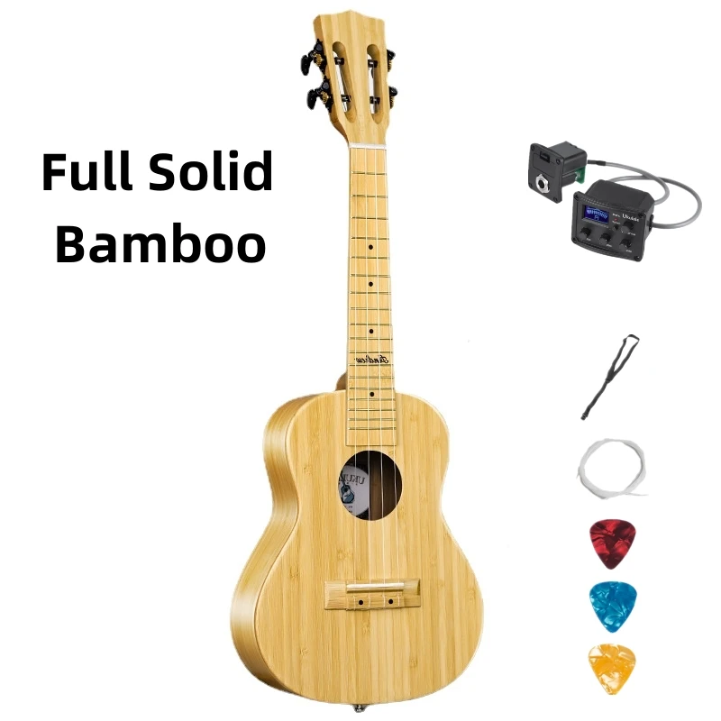

Full Solid Ukulele Bamboo 23 Inch Concert Matte Electric Mini Acoustic Guitar 4 Strings Ukelele Guitarra Musical instrument