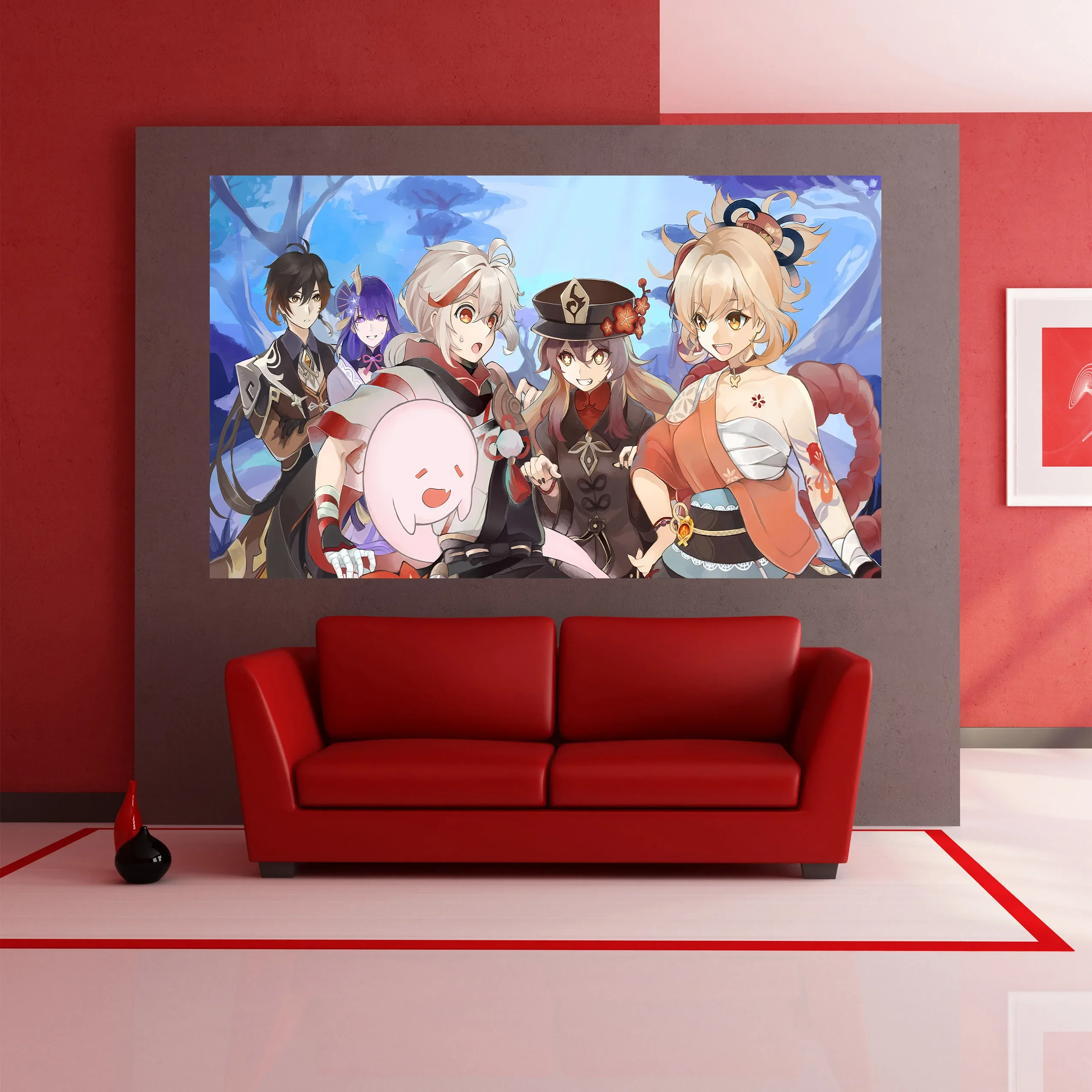 Genshin Impact аниме Девочка милая Вишневое дерево с красивым видом украшение гобелен