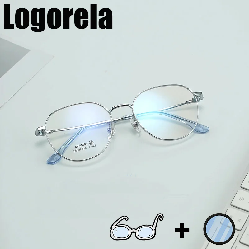 Фото Очки Logorela 58007 круглой формы для женщин, оправа из чистого титана, женские оптические очки Rx, однотонные №3
