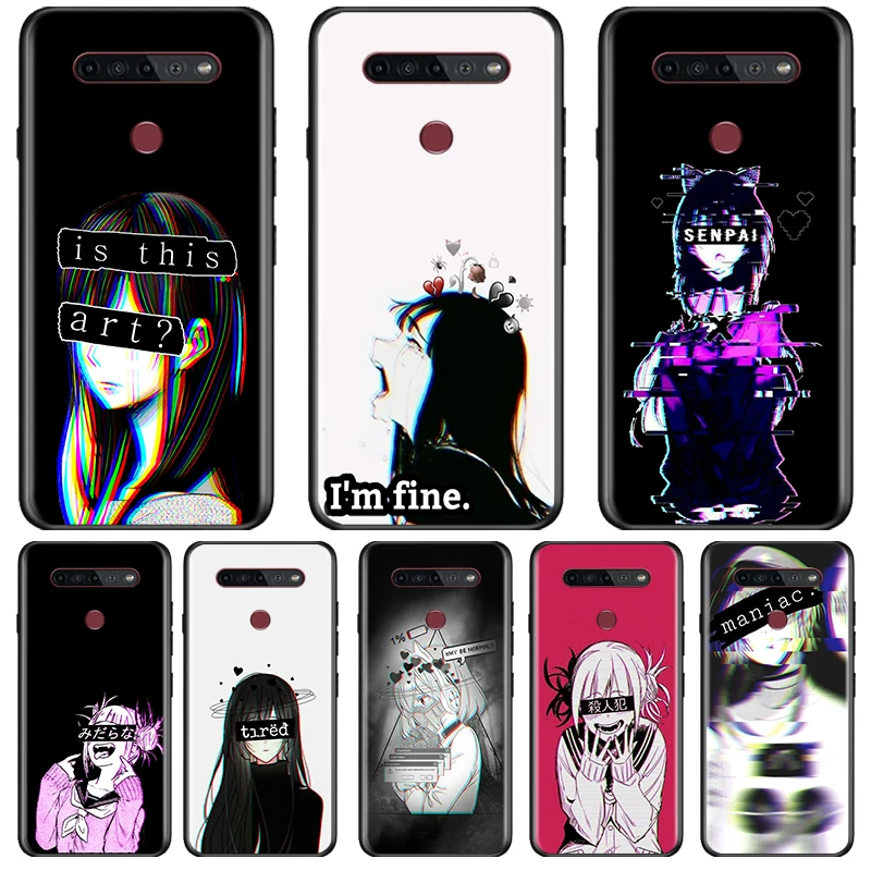 

Sad Anime Aesthetic Senpai Cover LG K92 K42 K22 K71 K61 K51S K41S K30 K20 2019 Q60 V60 V50 S V40 V30 G8 Black Phone Case
