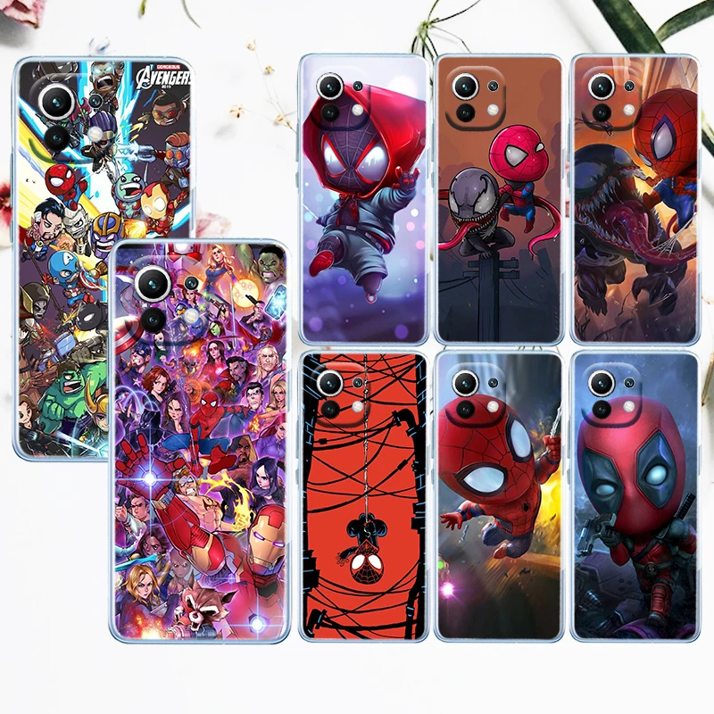 

Marvel Avengers Superheroes For Xiaomi Mi 12 12X 11 11T 11i 10T 10 Pro Lite Ultra 5G 9T 9SE A3 Transparent Soft TPU Phone Case