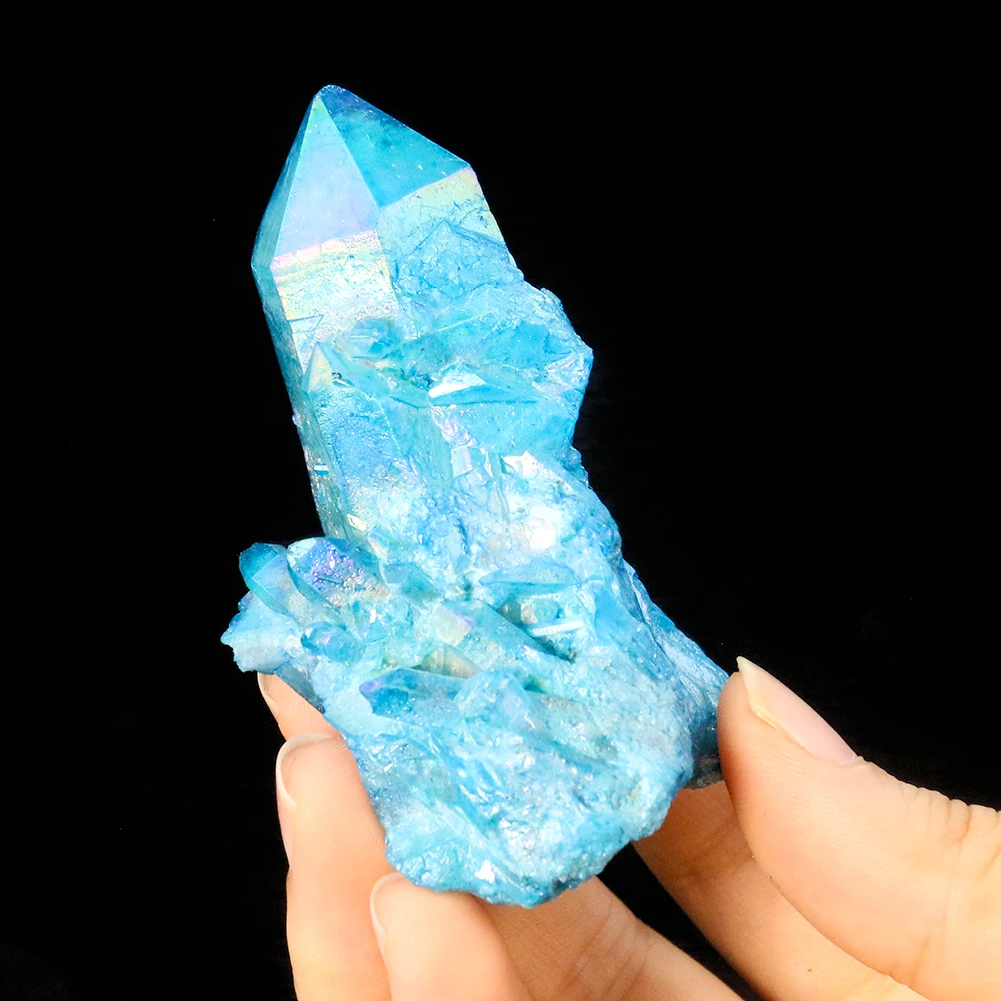 

Натуральные гальванические голубые кристаллы, Кластерные украшения, руда, шероховатый камень, обработка цветного покрытия, украшение для д...