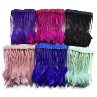 2meterslot colored stripped coque goose feathers fringe trim ribbon sewing trimmings decor for clothes artificial decorations
