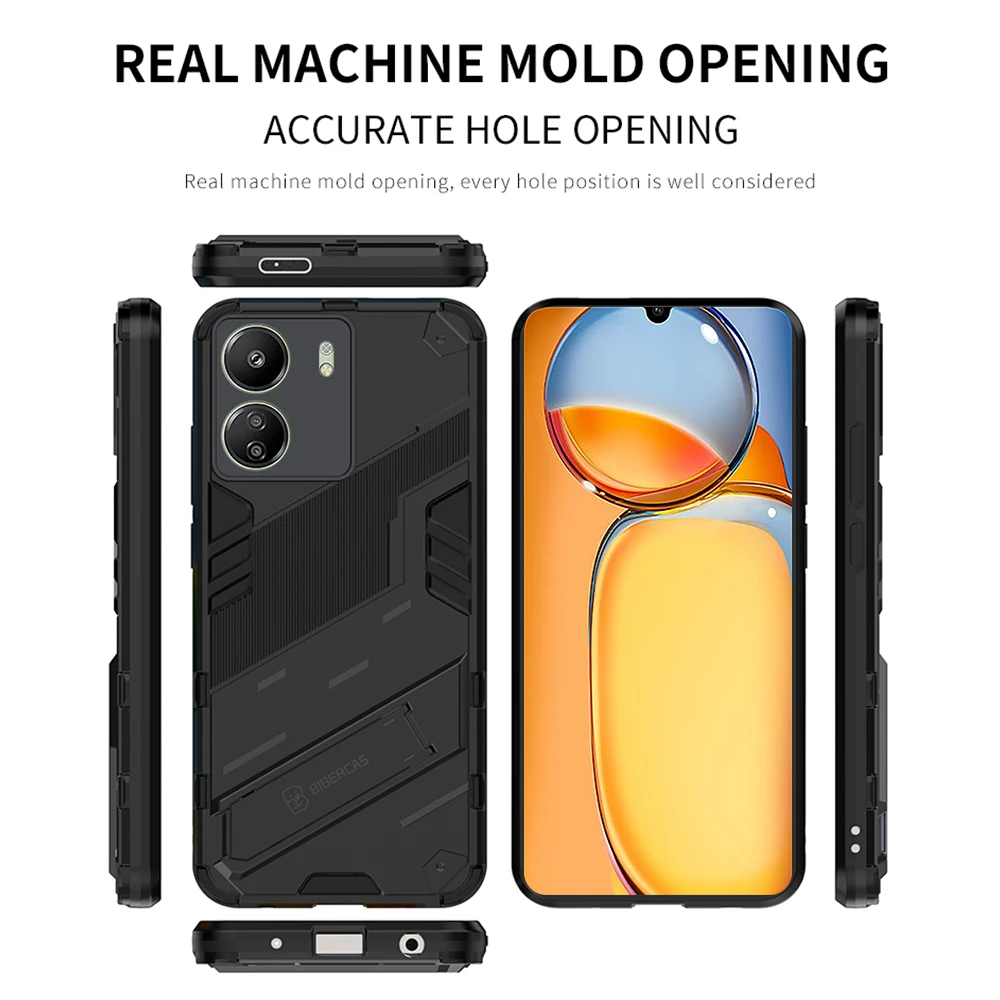 Для Xiaomi Redmi 13C чехол противоударный со скрытой подставкой для ПК задняя крышка