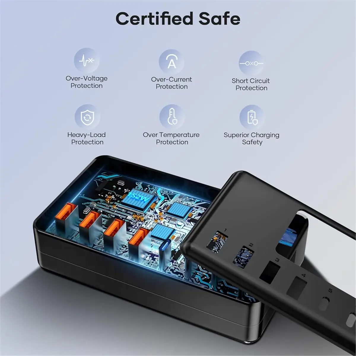 Фото Зарядное устройство A26Z USB C, 8-портовая зарядная станция для нескольких устройств, многопортовая зарядная станция с 4 портами USB-C и 4 портами USB-A, быстрое зарядное устройство (США) №4