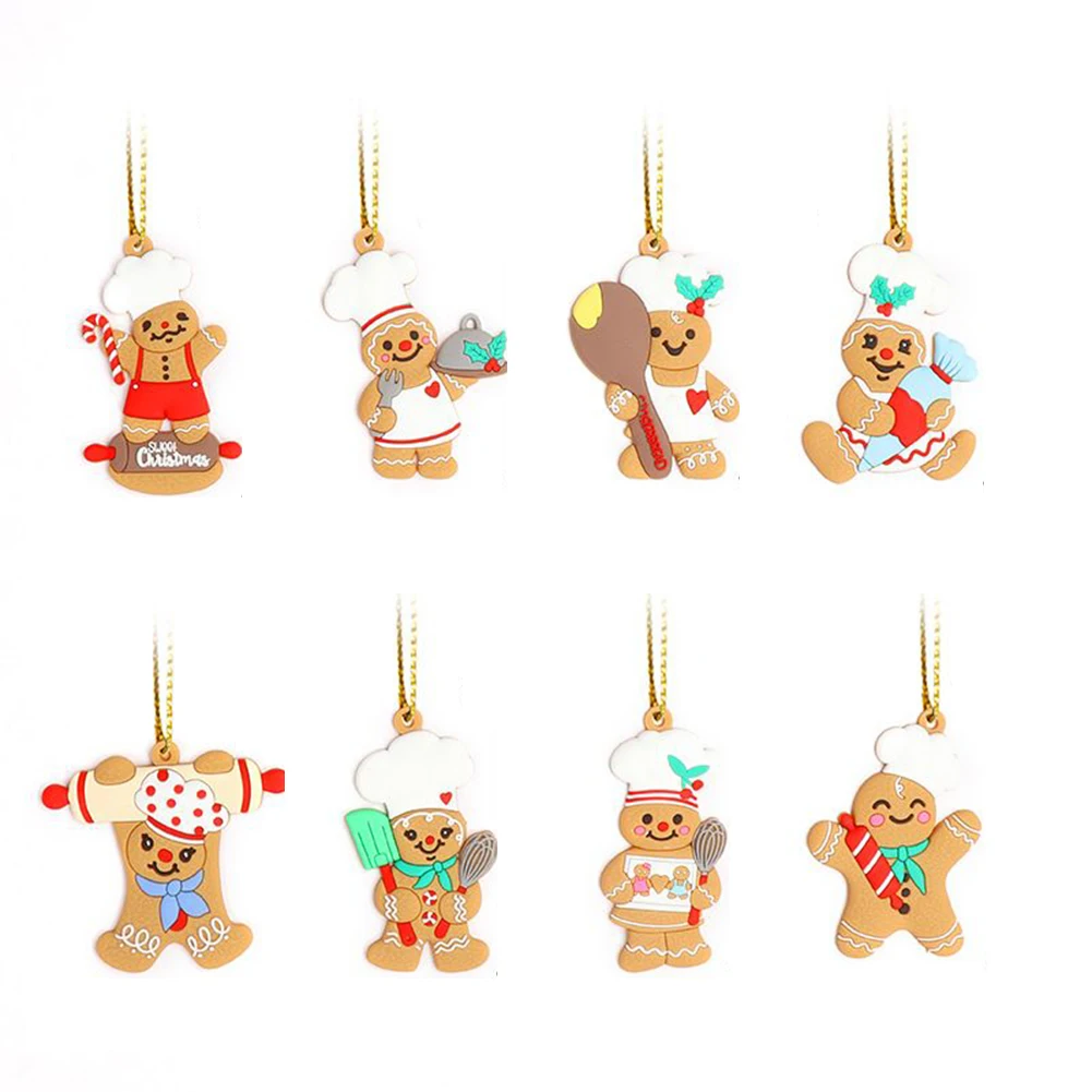 Brand New Gingerbread Man Xmas Tree Ornament Brightly Colored Cute Oft PVC Reusable 6pcs/7pcs/8pcs/2pcs Best Gift