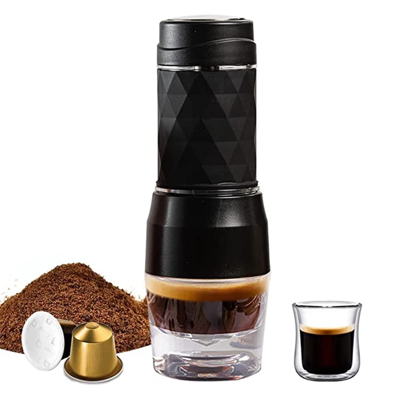

Portable espresso machine, hand pressed capsule grinding, coffee brewing machine, portable travel and picnics espresso grinder