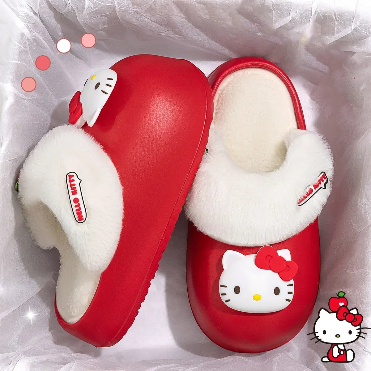 Kawaii Sanrio хлопковые тапочки HelloKitty милая красота рождественская одежда съемная
