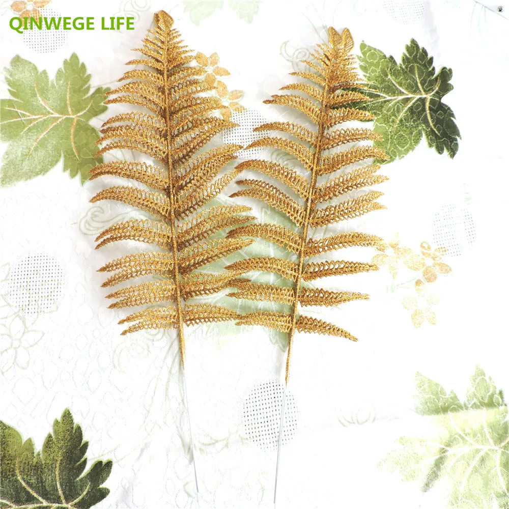 Рождественские 20 шт. блестящие искусственные растения папоротник оставьте ветку