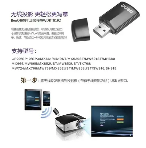 WDRT8192 USB беспроводной адаптер для проектора Benq MX661 GP10 MX3058 MH680 MX666 MH680 GP3