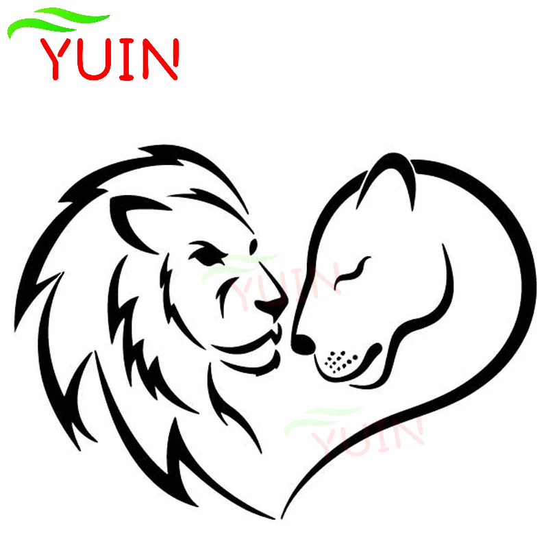 

Lion Love Pattern Car Sticker Fashion Trunk Decoration Personality PVC Waterproof Sunscreen Decal Black/White/Red/Laser/Silver