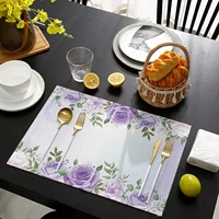 dining table placemats floral heat insulation placemats watercolor summer purple flowers non slip place mats for living room
