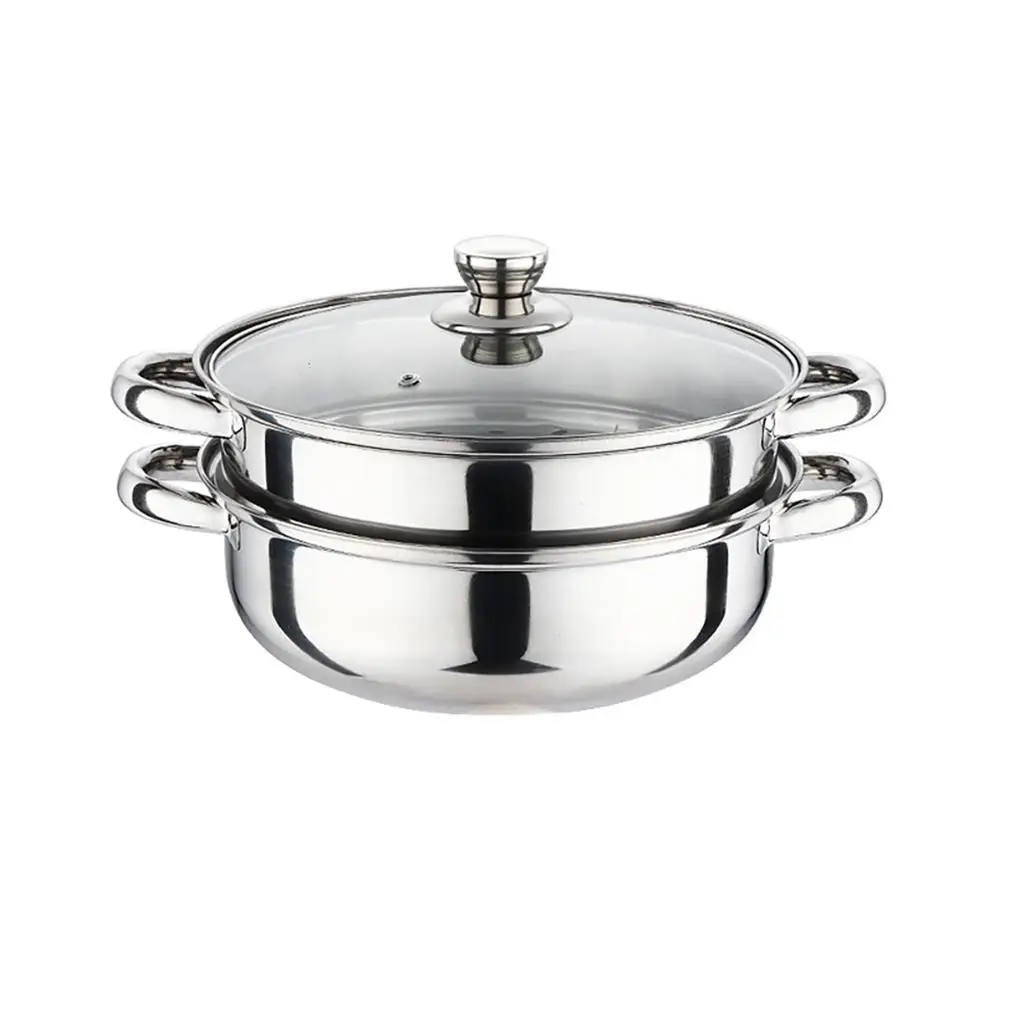 

28cm Double Layer Steamer Multifunctional Steam Grid Pot with Heat Insulation Handle Stainless Steel Boiler Hotel