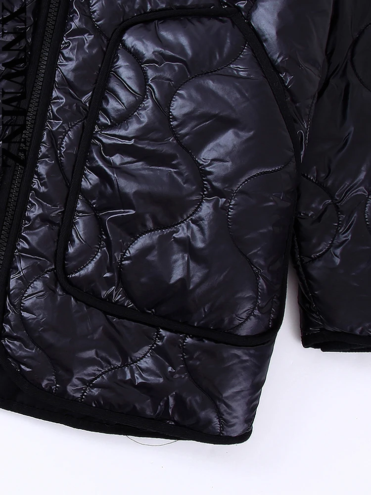 XNWMNZ Women 2022 Fashion Oversized Thick Warm Padded Coat Vintage Long Sleeve Patch Pockets Casual Female Outerwear  Overcoat
