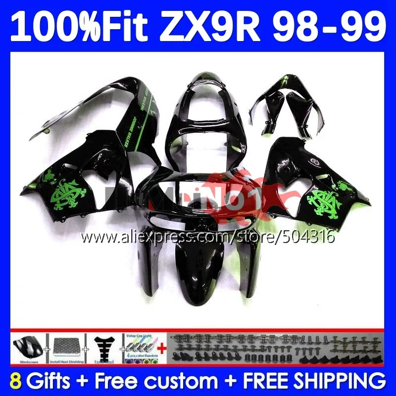 

OEM Body For KAWASAKI NINJA ZX 9R 900 CC 9 R ZX9 R 83MC.90 ZX900 900CC ZX-9R ZX9R 98 99 1998 1999 Injection Fairing green stock