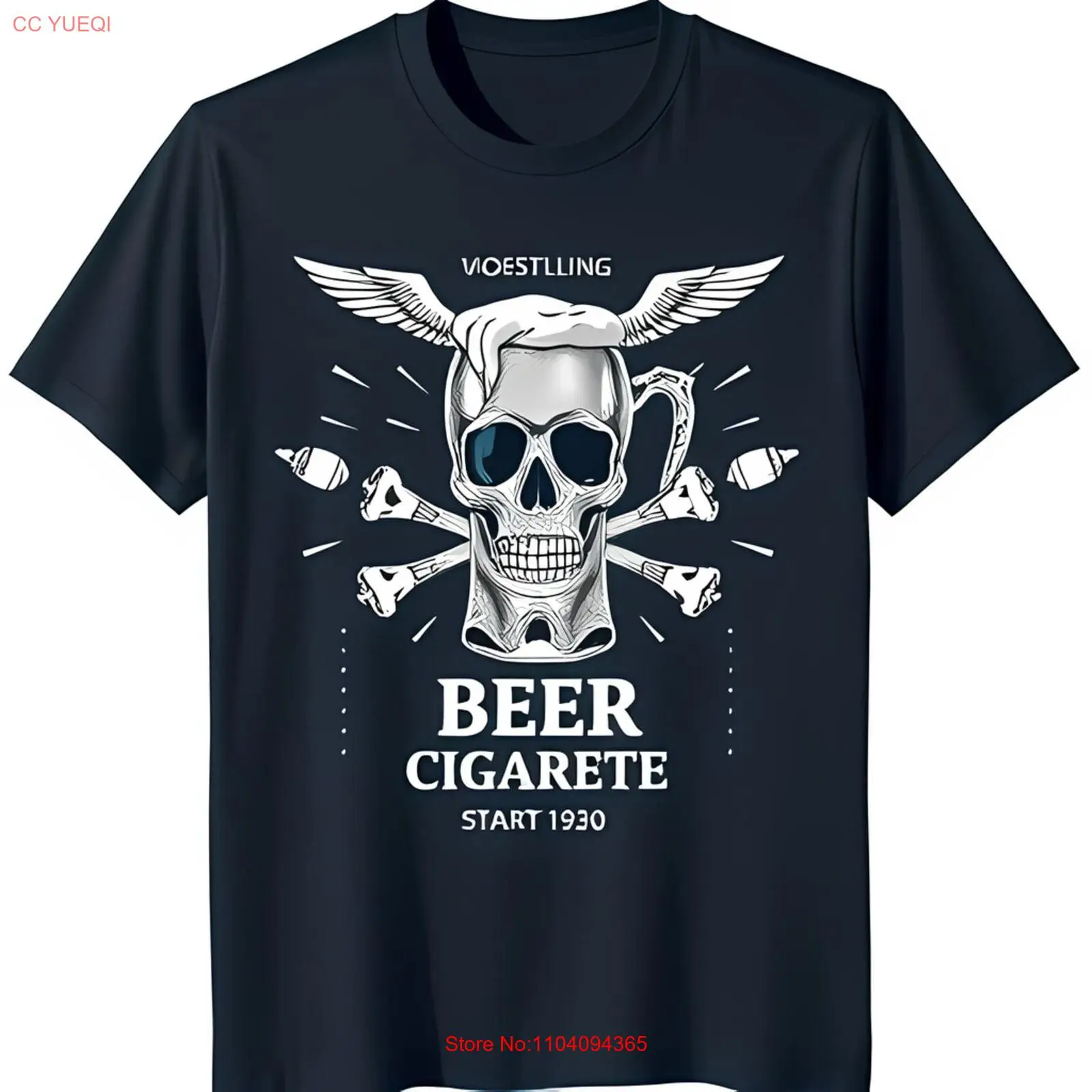 Винтажная мужская футболка с рисунком Stein темно-синего цвета |