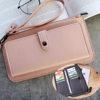 womens pu leather wallet fashion long coin purse 2022 ladies purses clutch bag portable card holder organizer foldable wallets
