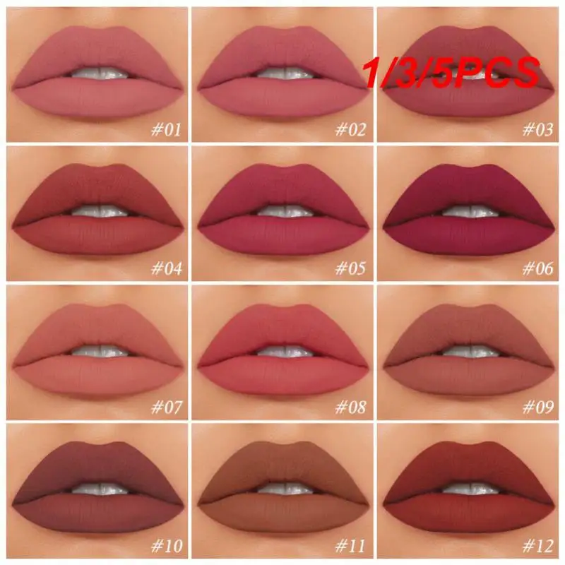 

1/3/5PCS Liquid Lipstick Non-stick Cup Lipgloss 12 Colors Velvet Matte Lip Gloss Beauty Cosmetics Soft Mist Lip Glaze Waterproof