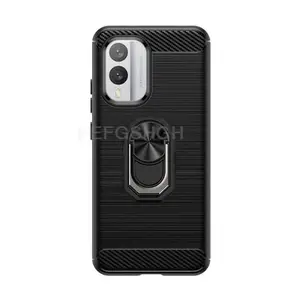 Capa For Nokia X30 5G TA-1450, TA-1443 6.43  2022 Brushed Carbon Fiber Soft Silicone Case Magnetic Ring Stand Cover