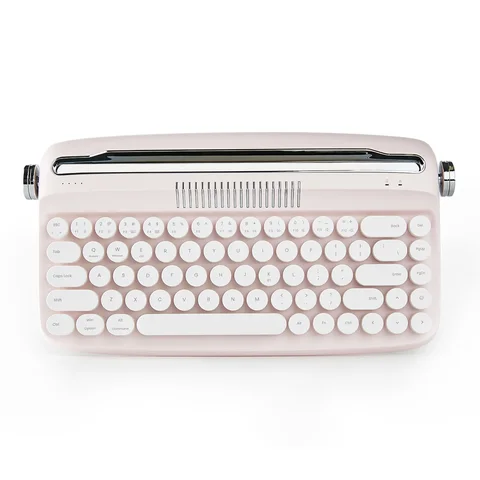 YUNZII B307 белоснежная Улучшенная Беспроводная фотография/Bluetooth ретро-клавиатура для пишущей машинки со встроенной подставкой и милыми круглыми клавишами