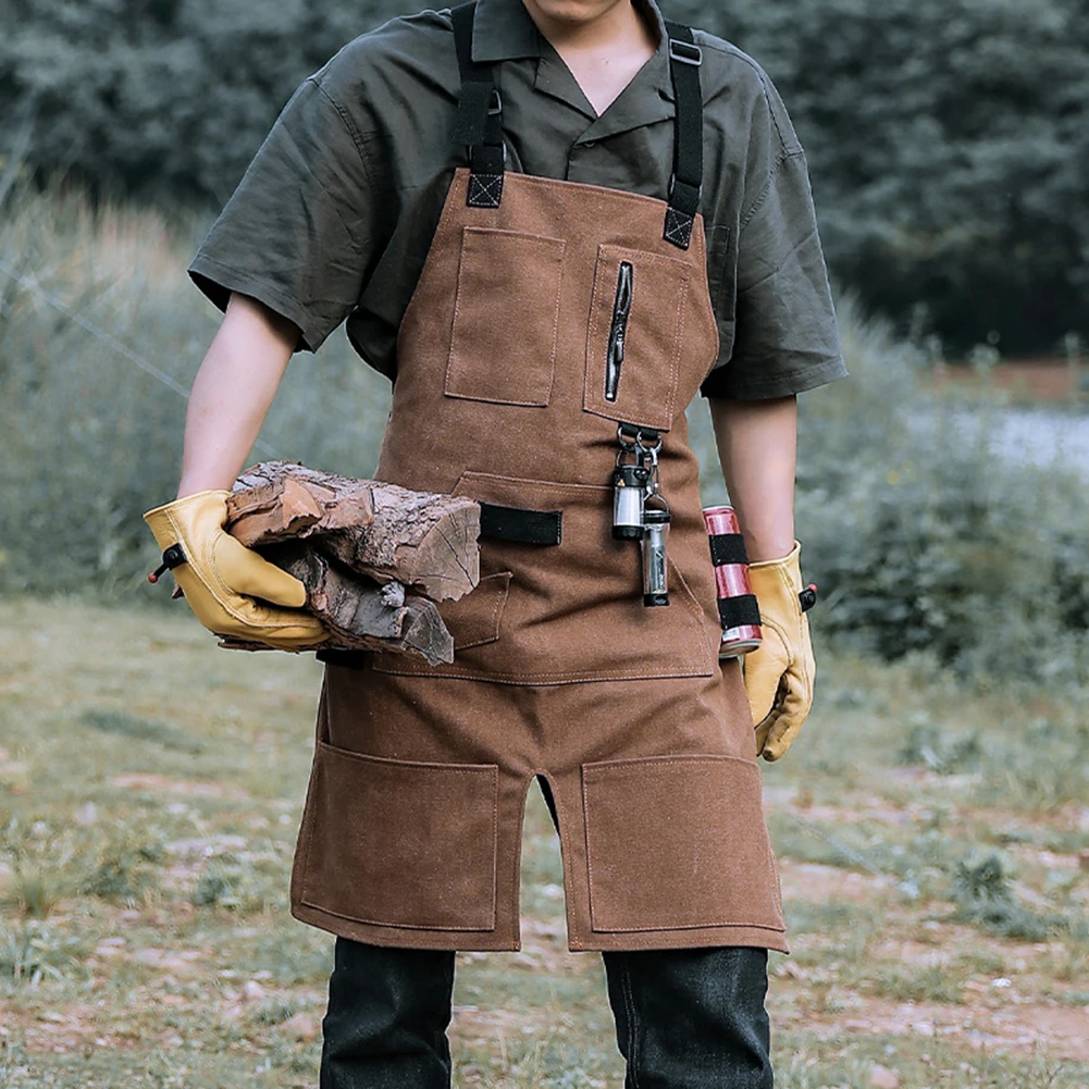 

Outdoor Overalls Canvas Painter Apron Men Women Strap Large Work Apron Camping Picnic BBQ Grill Gardener Painter Multi-pocket