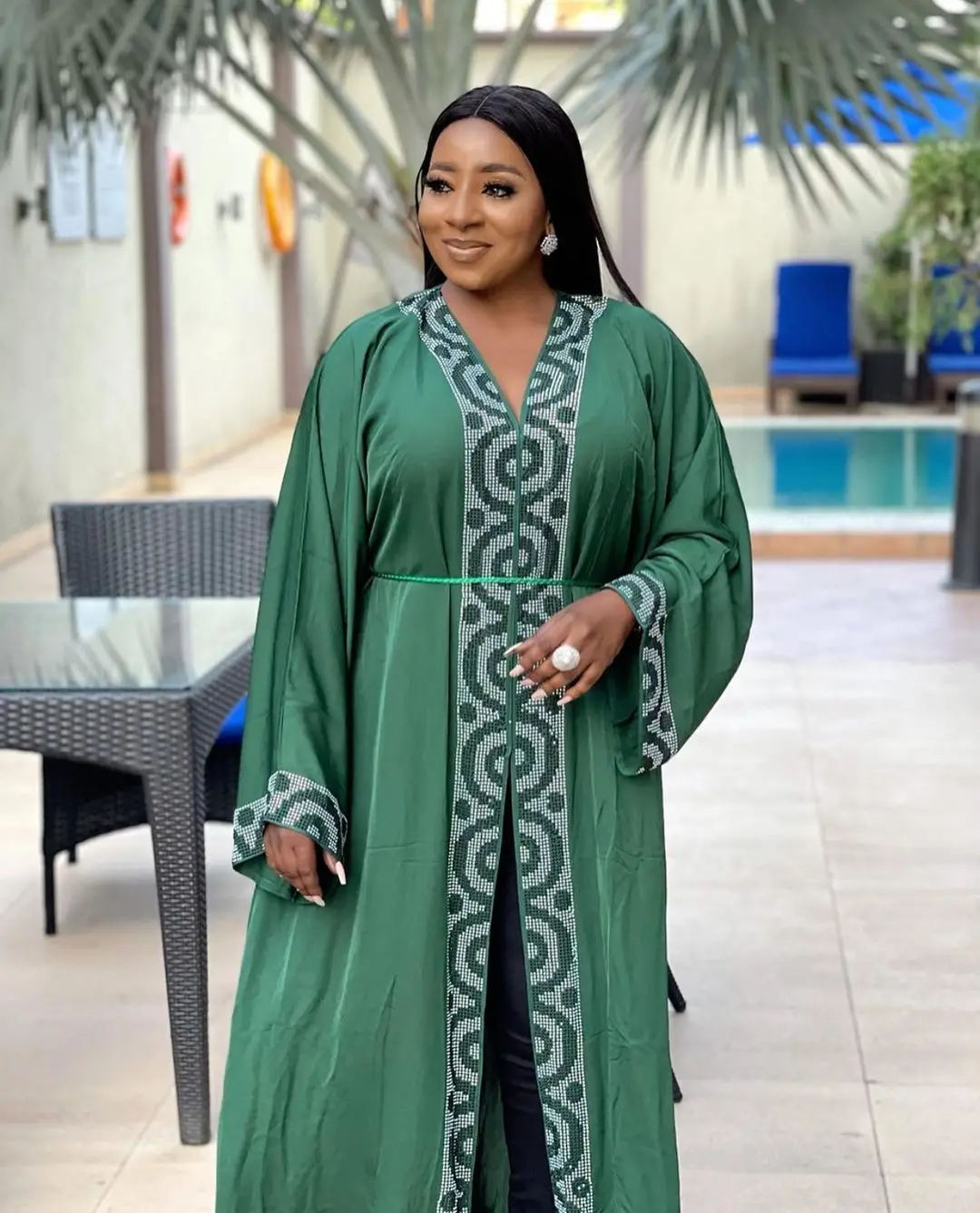 

African Mother Service Big Belt Dress Muslim Style Artificial Hot Drill Stone Decorative National Style Clothing Fashion Luxury