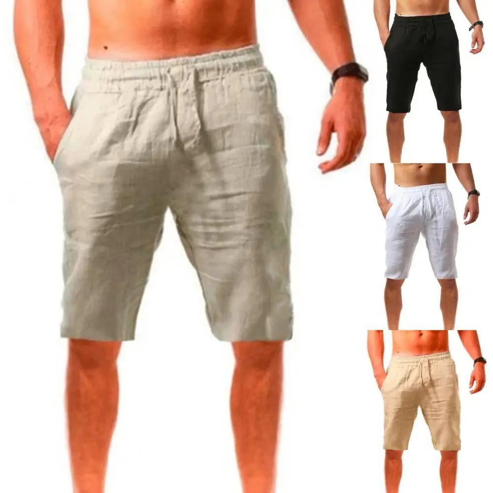 

Summer Pants Pure Color Pockets Breathable Leisure Men Shorts for Work