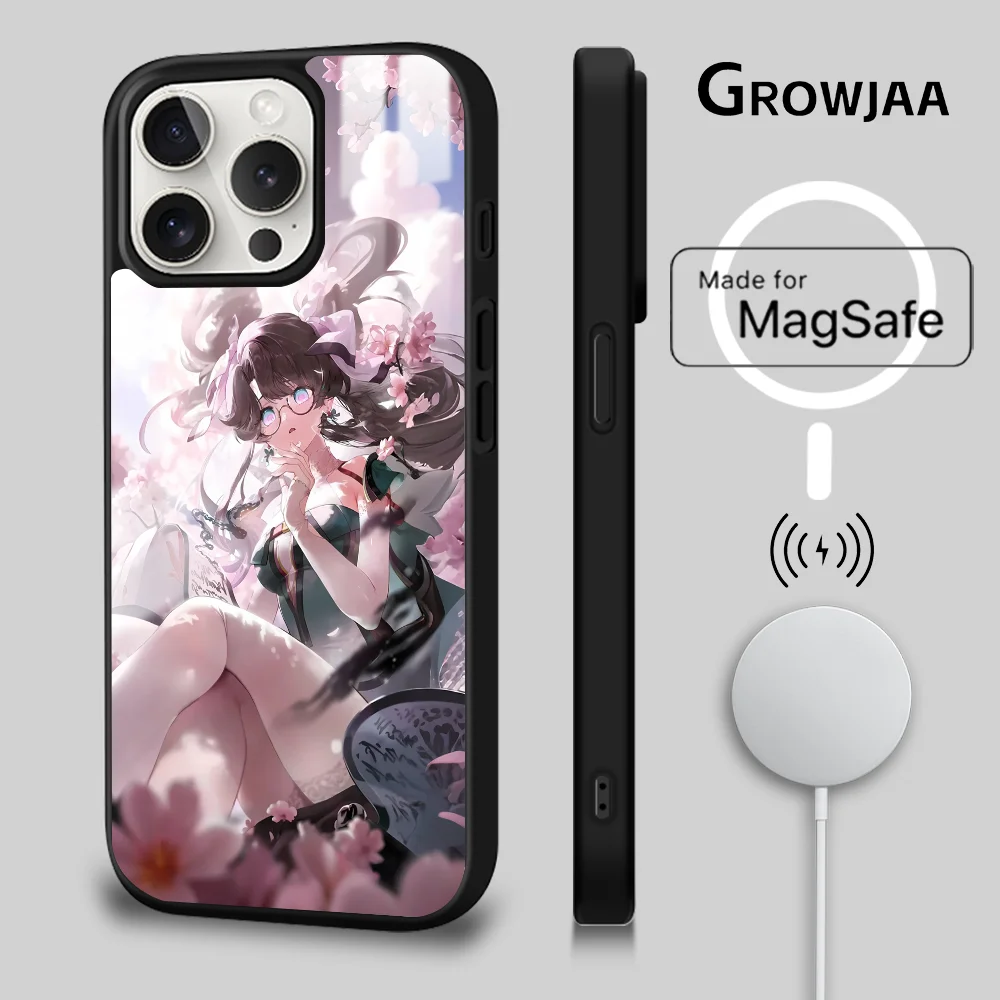 Чехол для телефона Zhezhi Wuthering Waves iPhone 16 15 14 13 12 11 Pro Max Plus Mini Magsafe Mirror беспроводной