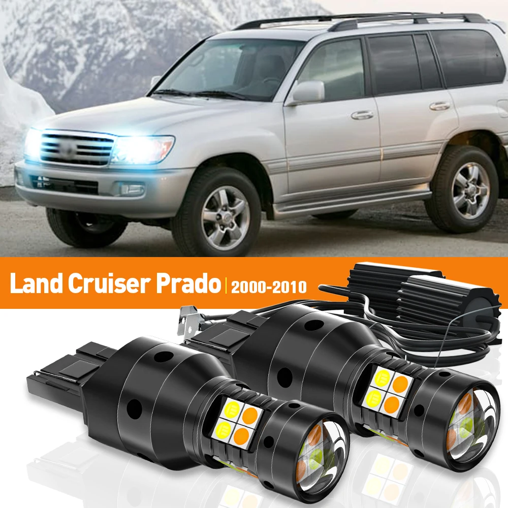 

2pcs LED Dual Mode Turn Signal+Daytime Running Light DRL For Toyota Land Cruiser Prado 2000-2010 2006 2007 Accessories Canbus