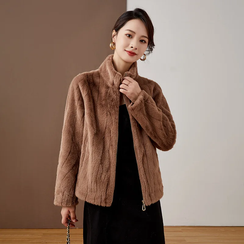Winter Jacket Women 2022 New Korean Fashion High Grade Stand Collar Zipper Thick Warm Faux Fur Coat Office Lady Clothing Tops