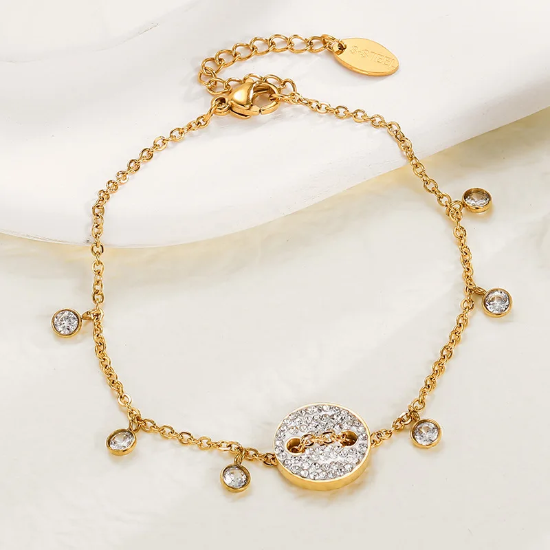 

GD Vintage diamond-studded pig nose pendant bracelet 18k Gold Stainless Steel for Women Jewelry Gift