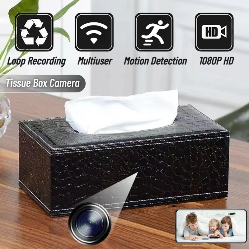 

Invisible Mini Camera Wifi1080P HD Leather Tissue Box Home Security Protection Surveillance Camera Motion Detection Baby Monitor
