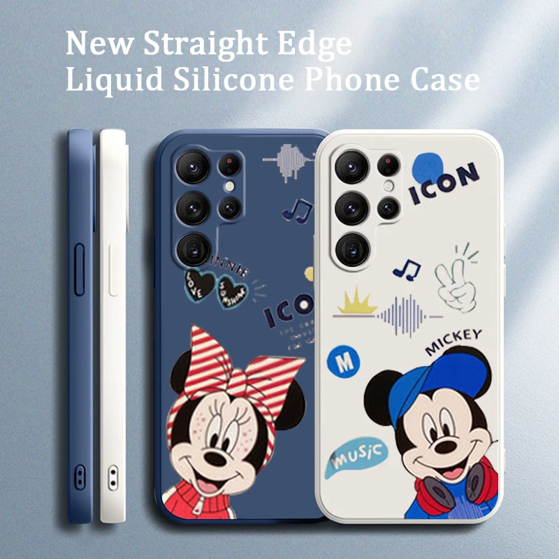 

Couple Mickey Minnie Mouse Phone Case For Samsung S22 S21 S20 FE S10 Note 20 10 Plus Lite Ultra 5G Funda Liquid Rope Cover