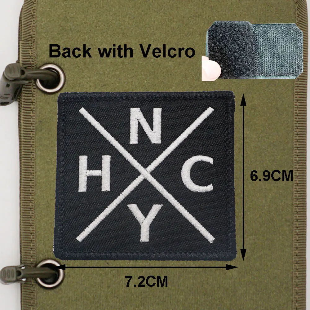 NYHC - New York Hardcore High quality embroidery patches Tags and badges with hooks for clothing hats backpacks